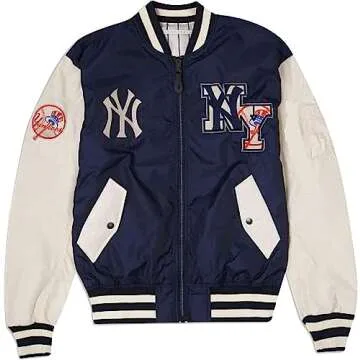 Men’s Basketball NY Yanks Bomber Jacket | MA-1 Baseball League Vintage New York Varsity Polyester Jacket Varsity Jacket Men (US, Alpha, Medium, Regular, Regular, Blue)