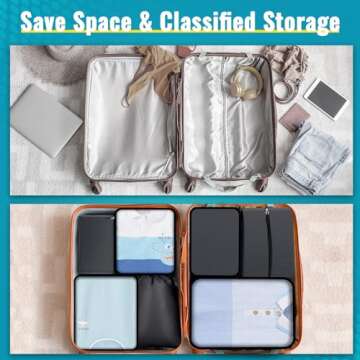 ExploreBliss Packing Cubes for Suitcases 8 Set, Durable Packing Cubes, Foldable Suitcase Organizer Bags Set for Travel Accessories for Luggage(Grey)