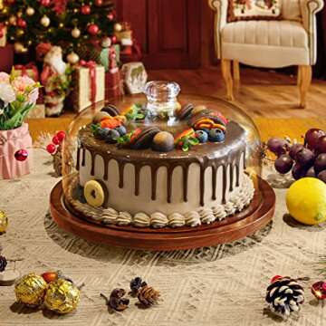 Elegant JKWOKBACK Cake Stand with Rotating Acrylic Dome