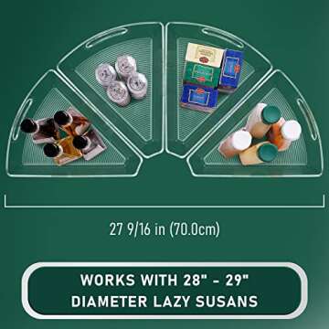 JEISSLIA Lazy Susan Cabinet Organizer Bins for 26"/ 28"/ 32" Diameter Corner Lazy Susan, Plastic Cab...