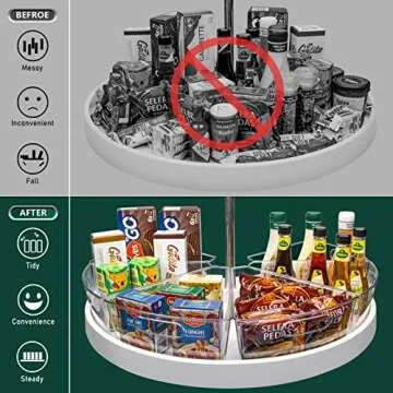 JEISSLIA Lazy Susan Cabinet Organizer Bins for 26"/ 28"/ 32" Diameter Corner Lazy Susan, Plastic Cabinet Storage Bin, 1/8 Wedge-Food Safe, BPA Free, with Non-slip Pads (For 28" Lazy Susan, 4 Pack)