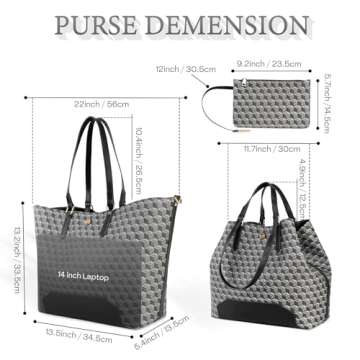 PS PETITE SIMONE Large Tote Bags for Women Designer Handbags Big Purses Leather Tote Bag for Work Tr...