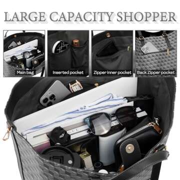 PS PETITE SIMONE Large Tote Bags for Women Designer Handbags Big Purses Leather Tote Bag for Work Travel