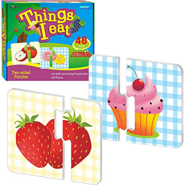 Engaging 48 Double-Sided Food Matching Puzzles for Toddlers