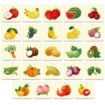 Engaging 48 Double-Sided Food Matching Puzzles for Toddlers
