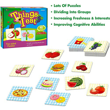 Engaging 48 Double-Sided Food Matching Puzzles for Toddlers