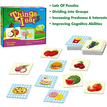 Engaging 48 Double-Sided Food Matching Puzzles for Toddlers