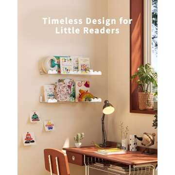 G&W Gruwald 4 Pack Clear 15.7 Inches Acrylic Book Shelf for Kids Room, Floating Kids Book Shelves for Wall, Nursery Book Shelves, Magazine Rack, Picture Ledge (Clear, 15.7)