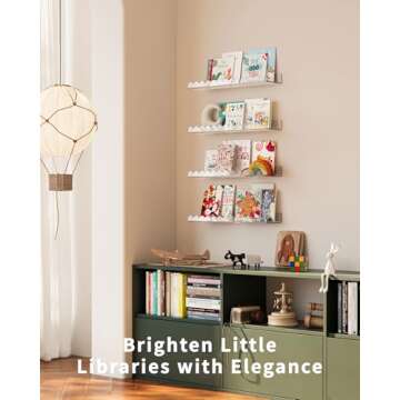 G&W Gruwald 4 Pack Clear 15.7 Inches Acrylic Book Shelf for Kids Room, Floating Kids Book Shelves for Wall, Nursery Book Shelves, Magazine Rack, Picture Ledge (Clear, 15.7)