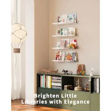 G&W Gruwald 4 Pack Clear 15.7 Inches Acrylic Book Shelf for Kids Room, Floating Kids Book Shelves for Wall, Nursery Book Shelves, Magazine Rack, Picture Ledge (Clear, 15.7)