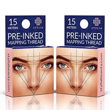 Bundle of 12 Piece Black Waterproof Eyebrow Pencils Peel Off Brow Pencil Set and 30 Meters Pre-Inked...