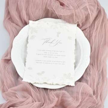 Joanlody Dusty Rose Cheesecloth Table Runner 10Ft Rustic Gauze Cheese Cloth Table Runner Boho Easter...