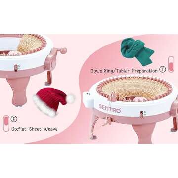 Sentro Knitting Machine, 48 Needles Knitting Loom Machine with Row Counter, Knitting Board Rotating ...