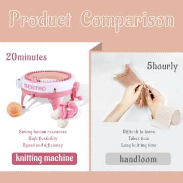 Sentro Knitting Machine, 48 Needles Knitting Loom Machine with Row Counter, Knitting Board Rotating Double Knit Loom Machine Kit