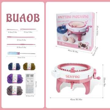 Sentro Knitting Machine, 48 Needles Knitting Loom Machine with Row Counter, Knitting Board Rotating Double Knit Loom Machine Kit