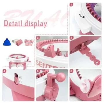Sentro Knitting Machine, 48 Needles Knitting Loom Machine with Row Counter, Knitting Board Rotating Double Knit Loom Machine Kit