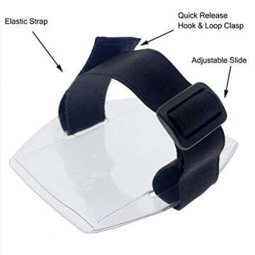 2 Pack - Armband Badge Holder with Black Adjustable Elastic Arm Band & Hook and Loop Fastener - Secure, Clear Plastic Display of Work I'd Card, Ski Pass, Lift Ticket & More by Specialist ID