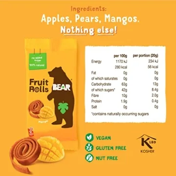 Delicious Bear Fruit Yoyos Mango Multipack - 5 x 20g