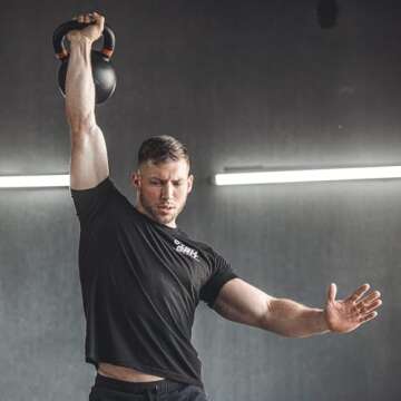 Tru Grit Fitness – Cast Iron Kettlebells – 15lb – Easy Grip Handle – Powder Coated - Home Gy...