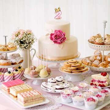 Nuanchu Pink Number 2 Candle Girl Happy Birthday Topper, for Birthday Cake Baking Celebration Reunions Anniversary Party Supplies