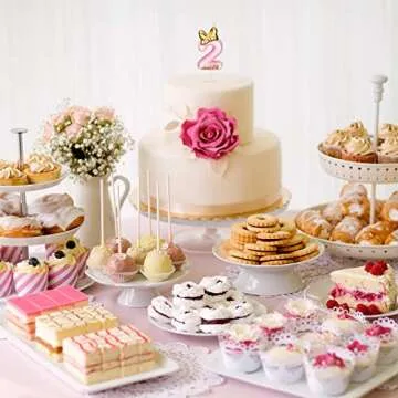 Nuanchu Pink Number 2 Candle Girl Happy Birthday Topper, for Birthday Cake Baking Celebration Reunions Anniversary Party Supplies