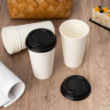 YEEHAW 100 Pack Leak-proof Coffee Cups with Lids