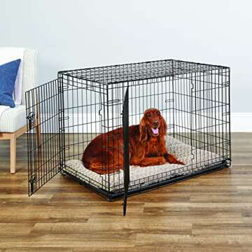 New World Newly Enhanced Double Door New World Dog Crate, Includes Leak-Proof Pan, Floor Protecting Feet, & New Patented Features, 42 Inch