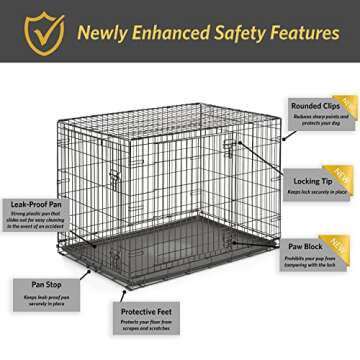 New World Newly Enhanced Double Door New World Dog Crate, Includes Leak-Proof Pan, Floor Protecting Feet, & New Patented Features, 42 Inch