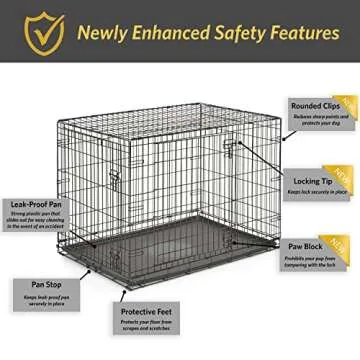 New World Newly Enhanced Double Door New World Dog Crate, Includes Leak-Proof Pan, Floor Protecting Feet, & New Patented Features, 42 Inch