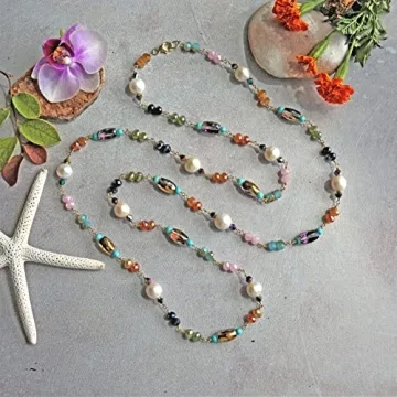 Stunning Freshwater Pearl and Colorful Crystal Necklace