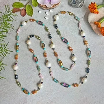 Stunning Freshwater Pearl and Colorful Crystal Necklace