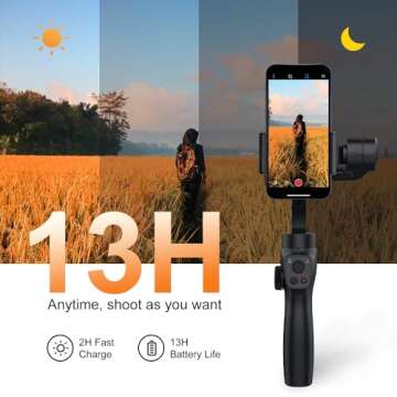 3-Axis Gimbal Stabilizer for iPhone 16 15 14 Pro Max XS X XR Samsung s23 s22 Android Smartphone, Handheld Gimble with Focus Wheel, Phone Stabilizer for Video Recording Vlog - FUNSNAP Capture 2s Combo
