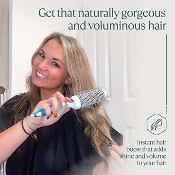 Professional Round Brush for Blow Drying - Small Ceramic Ionic Thermal Barrel Brush for Sleek, Precise Heat Styling and Salon Blowout - Lightweight Round Hair Brush (Barrel 1.3 inch, Bristle 2 Inch)