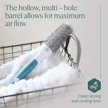 Professional Round Brush for Blow Drying - Small Ceramic Ionic Thermal Barrel Brush for Sleek, Precise Heat Styling and Salon Blowout - Lightweight Round Hair Brush (Barrel 1.3 inch, Bristle 2 Inch)