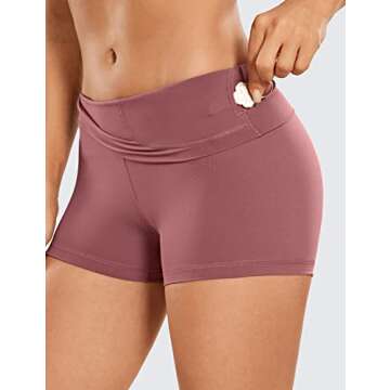 CRZ YOGA Women's Naked Feeling Biker Shorts 3" - High Waist Yoga Workout Gym Shorts Sepia Small