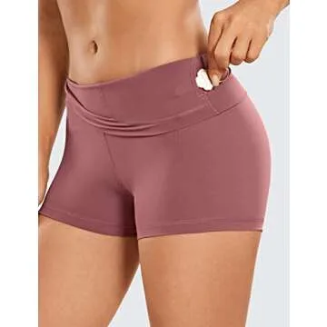 CRZ YOGA Women's Naked Feeling Biker Shorts 3" - High Waist Yoga Workout Gym Shorts Sepia Small