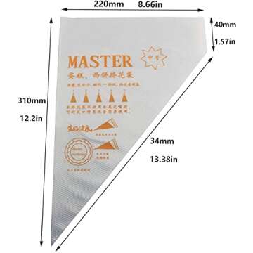Longdex Disposable Pastry Bag 200PCS Disposable Piping Bag Icing Fondant Cake Cream Decorating Pastry Tip Tool 31x22cm