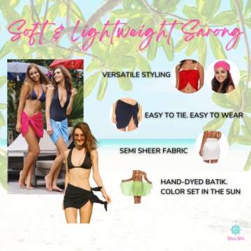 SHU-SHI Womens Mini Sarong Swimwear Bikini Cover Up Pareo Wrap White