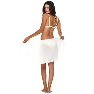 SHU-SHI Womens Mini Sarong Swimwear Bikini Cover Up Pareo Wrap White