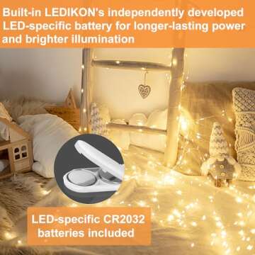 LEDIKON 16 Pack 10ft 30 LED Fairy Lights Battery Operated String Lights,Silver Wire Warm White Firef...