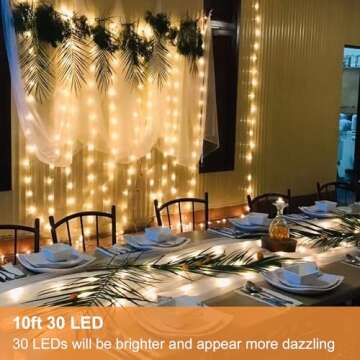 LEDIKON 16 Pack 10ft 30 LED Fairy Lights Battery Operated String Lights,Silver Wire Warm White Firefly Mini Lights for Wedding,Party,DIY Crafts,Mason Jars,Centerpieces Table Decorations