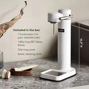 aarke - Carbonator III Premium Carbonator/Sparkling & Seltzer Water Maker with PET Bottle (White)