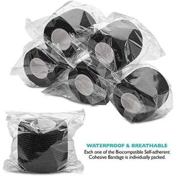 BISIBITA2 Sensi Wrap Grip Cover Sports Self Bandage Rolls 2-inch x 5-Yards 24pcs (Black)