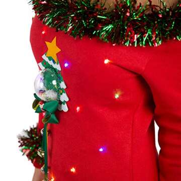 Light Up Ugly Christmas Sweater Women with 3D Snow Globe, Sexy Cute Ugly Sweater With Lights & Tacky Garland XS - XL