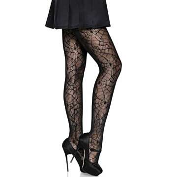 Leg Avenue Women's Net Tights, Black Spiderweb, One Size