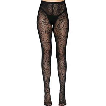 Leg Avenue Women's Net Tights, Black Spiderweb, One Size