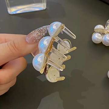Xerling Girls Hair Claw Clips for Women Pearl Hair Clip Cute Small Hair Barrette Non Slip Hair Clamp Accessories (Pack of one)