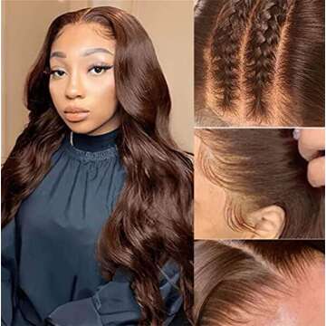 Chocolate Brown Lace Front Wig Transparent 13x4 Body Wave for Black Women