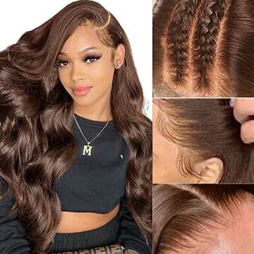 Chocolate Brown Lace Front Wig for Black Women - Body Wave Style
