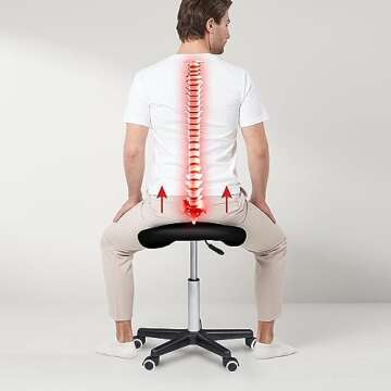 Master Massage Ergonomic Saddle Chair-Saddle Stool- Hydraulic Swivel Rolling Chair-Salon Clinical Tattoo Dentist Clinic Stool, Spas, Salons Stools, Workshop Office-Black